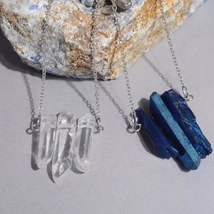 Natural Raw Quartz crystal necklace healing stone